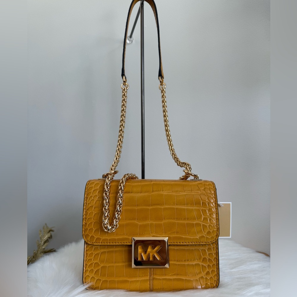 Michael Kors Sonia Small Crocodile Embossed Shoulder Bag
